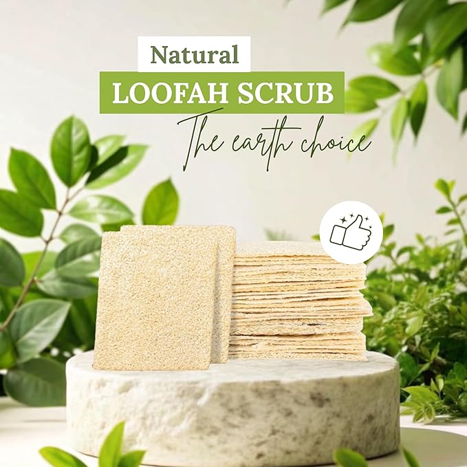 Natural Loofah Dish Sponge (Pack 30) Multipurpose Dish Sponges - 100% Biodegradable Compostable Dishwashing Scouring Pad Zero Waste (2.75" x 2.75" Each)