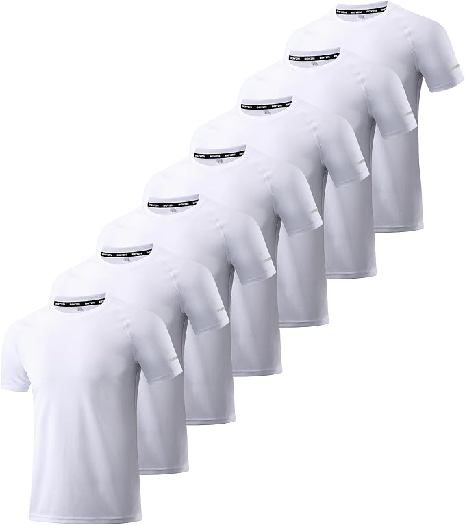 Boyzn 1, 3, 5 or 7 Pack Men's Workout Running Shirts, Dry Fit Moisture Wicking T-Shirt, Gym Athletic Short Sleeve Tee Shirts