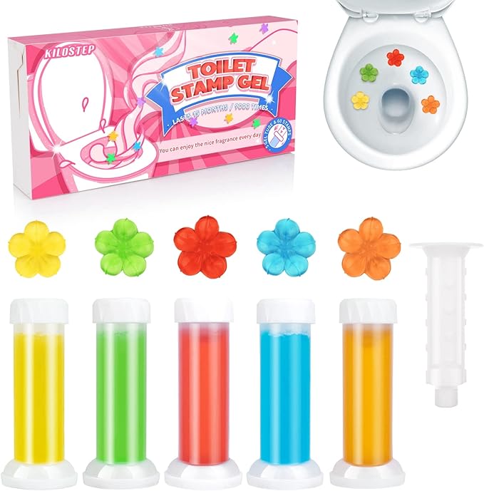 Flower Toilet Gel Stamp, 60 Count Toilet Bowl Stamp Gel 5 Kinds Of Scent Toilet Bowl Cleaner