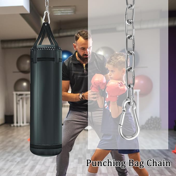 2 Pack 25in Hanging Swing Chain with 4 Carabiners, 550LB Capacity Hanging Kits Heavy Duty Hanging Chair Hardware for Hammock Swing Hanging Chair Punching Bags Sandbag Indoor Outdoor Yoga Gym (Silvery)