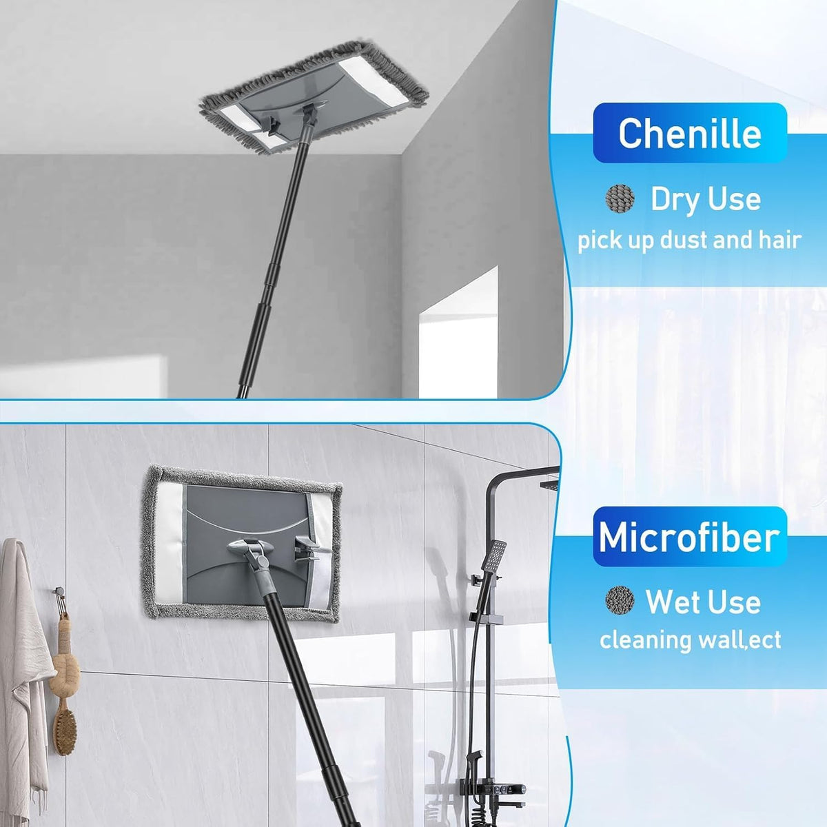 Microfiber Mop Replacemet Head for VOUBIEN Wall Cleaner Mop, 2Pack Reusable Mops Head for Washing Walls Floor Cleaning, Fit ASIN B0DG4LV7SJ
