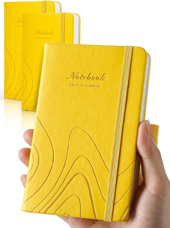 AISBUGUR Pocket Notebook, Small Notebook, 2-Pack Total 320 Pages,3.7" x 5.7" Pocket Notebook (2 Pack, Yellow)