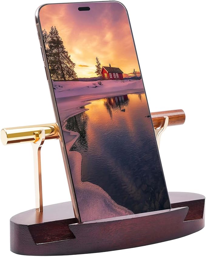 Pen Holder Desk Organizers and Accessories Desk Decor ，Exquisite Wooden Pen Holder ，with a Cool Pen and Two Refills for Office and Home (Style C)