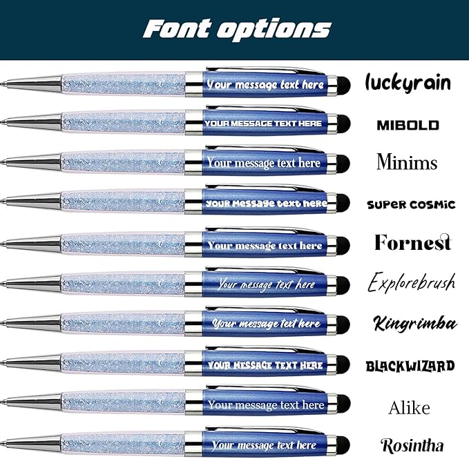 Custom Pens Bulk,Personalized Pens with Free Engraving,Customized Stylus Ballpoint Pens with Your Name,Text,Message for Business,Graduation,Anniversaries-Colorful Pens 12/Pack