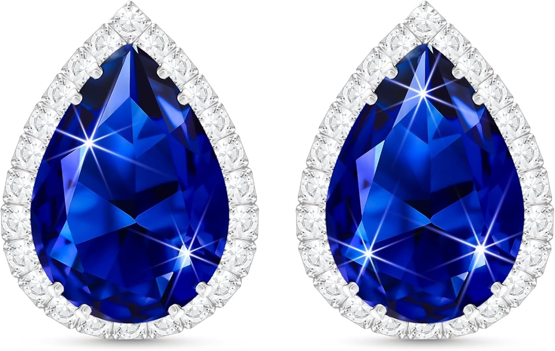 Linawe Women Stud Earrings, Teardrop Diamond Moissanite Cubic Zirconia Earrings Studs Rhinestone Jewelry Gold/Silver/Rose Gold