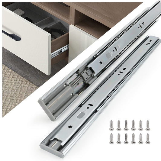 homdiy 5 Pair Soft Close Drawer Slides, 20 Inch 10 Pieces Heavy Duty Side Mount Ball Bearing, 3-Section Full Extension, 100LB Capacity (Silver) for Cabinets