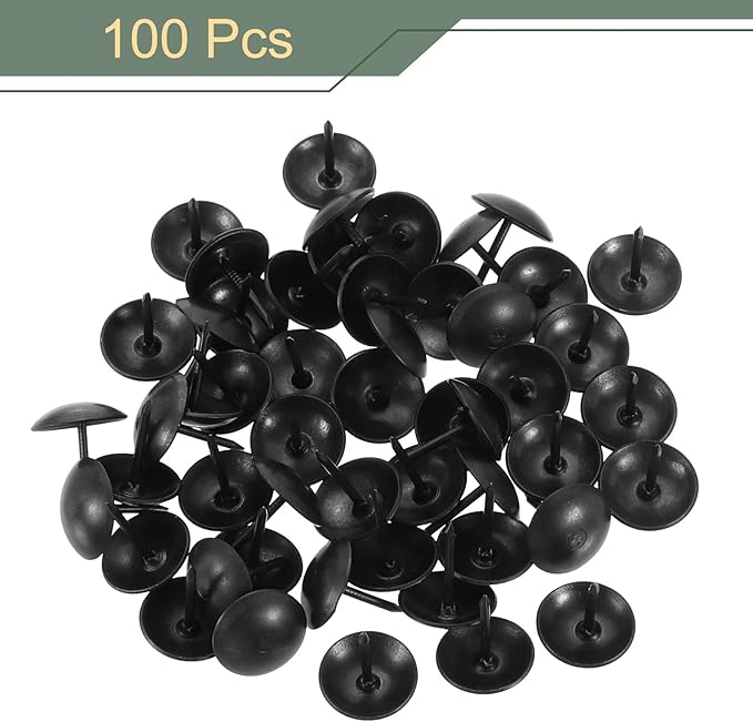 uxcell 100 Pcs Upholstery Tacks, 12 x 13mm Round Head Upholstery Nails Pins Vintage Decorative Furniture Tacks for Chairs Sofas Beds DIY Project, Black
