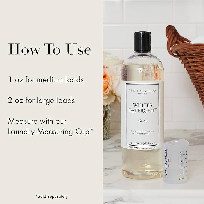 The Laundress Whites Detergent, Concentrated Laundry Detergent Liquid, Whiten & Brighten Clothes, Tough on Stains, Classic Scent, 32 oz.