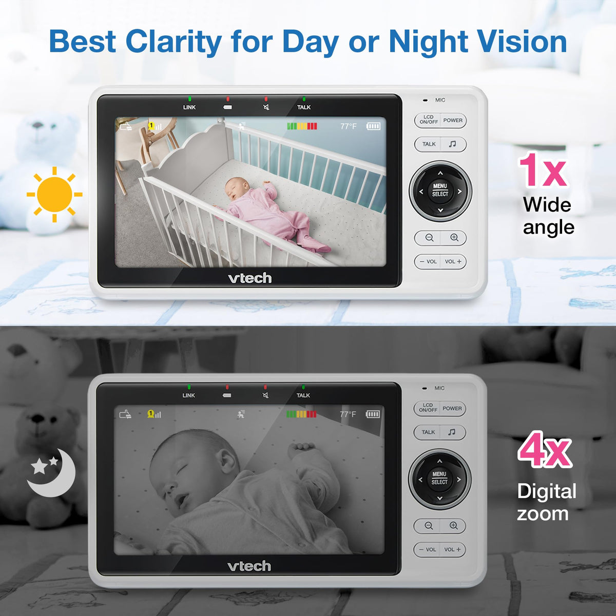 VTech Upgraded Smart WiFi Baby Monitor VM901, 5-inch 720p Display, 1080p Camera, HD NightVision, Fully Remote Pan Tilt Zoom, 2-Way Talk, Free Smart Phone App, Works with iOS, Android