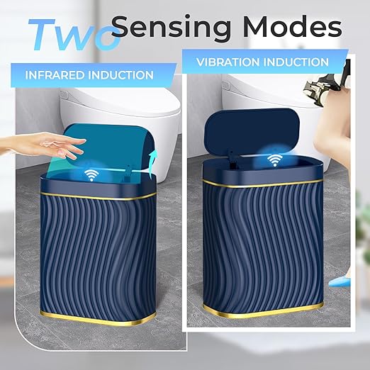 Bathroom Trash can with Automatic Touchless Lid, 2.6 Gallon Motion Sensor Small Garbage Can, Slim Waterproof Smart Trash Bin for Bedroom, Office, Living Room