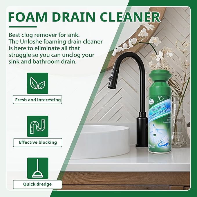 Foaming Drain Cleaner, Sink Drain Cleaner Foam, Drains Clog Remover for Bathroom Sinks, Tubs, Washbasin (2PCS)