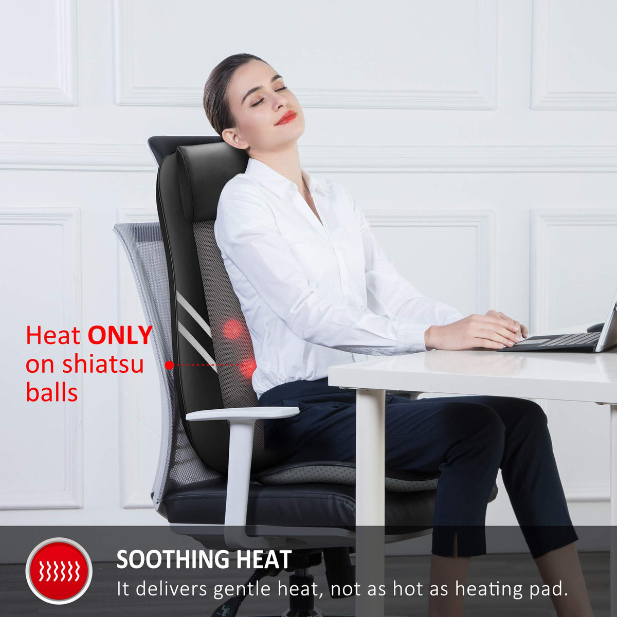 Snailax Back Massager with Heat,Shiatsu Massage Seat Cushion,8 Flexible Nodes Massage for Full Back Massage Chair Pad,Chair Massager for Office,Home Use