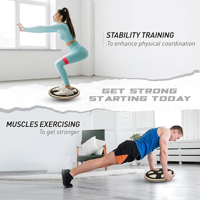 Yes4All Versatile Wooden Wobble Balance Board, Balance Trainer for Mobility Training, Standing Desk, Core Training, Exercise Balance Stability Trainer
