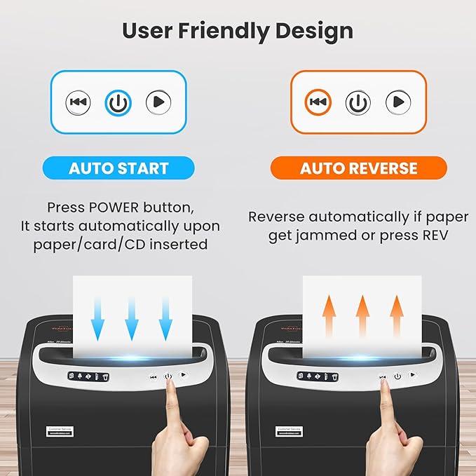 Paper Shredder for Home Office Heavy Duty with 60 Mins Running with US Patented Cutter,Shred CD/Card with Extra Large Bin,AUTO Jam Proof(ETL) (20-Sheet Cross Cut)