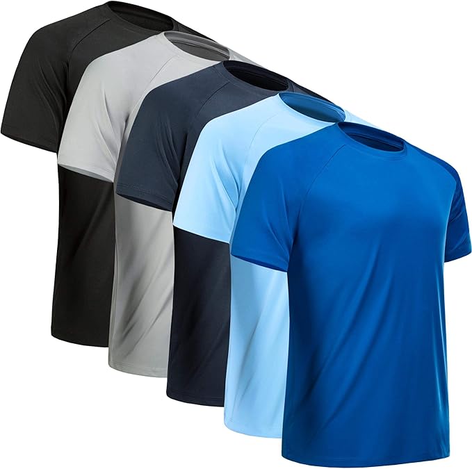 Workout Shirts for Men Short Sleeve Quick Dry Athletic Gym Active T Shirt Moisture Wicking