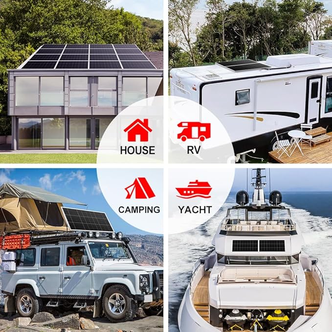 DOKIO 200W 18V Solar Panel Kit Monocrystalline with Aluminum Frame and MC4, Mounting Brackets, Alligator Clips & 5m Cable for RV, Boat, Roof, Cabin, Off-Grid (Controller Required)