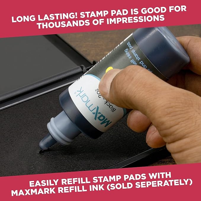 Large Premium Black Ink Stamp Pad - 3" by 6" - Quality Felt Pad - Case with Closing snap