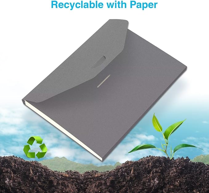 Blue Lake ECOLIFE Plastic-Free Accordion File Folders 6 Pocket Expanding File Folder Organizer Grey