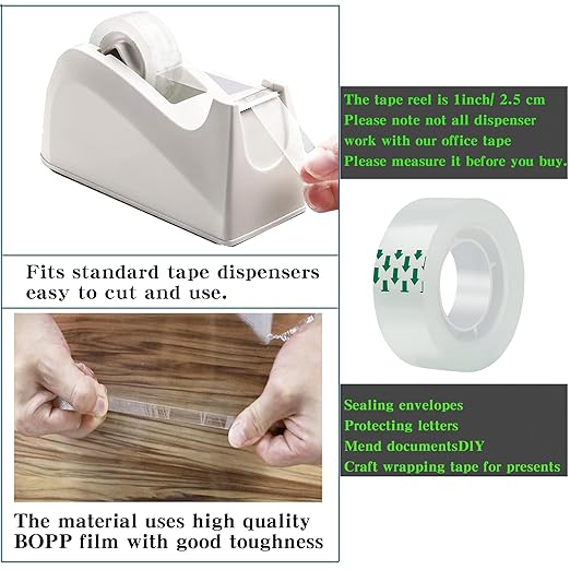 144 Rolls Transparent Tape Refills Rolls Each Rol 1 inch Corel 3/4 x 900 Inches,for School,Office, Home.