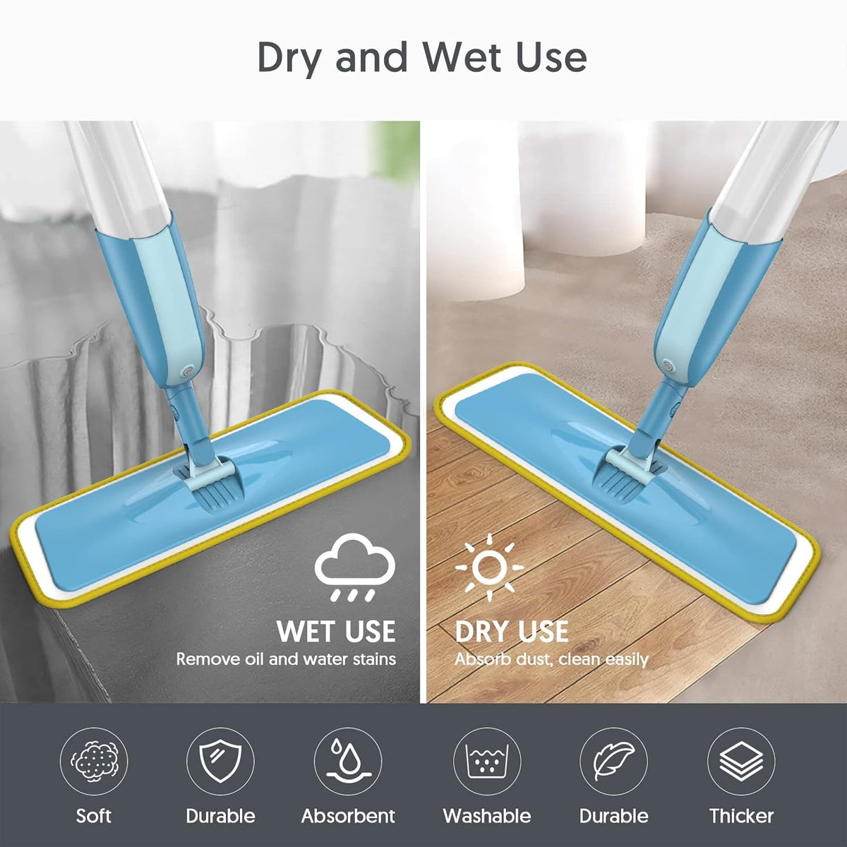 7 Count Reusable Mop Pads for Swiffer PowerMop -MEXERRIS Microfiber Wet Mops Refills PowerMop Pads Machine Washable Hard Wood Floor Mop Pads Replacement for 13''-15'' Spray Floor Mops
