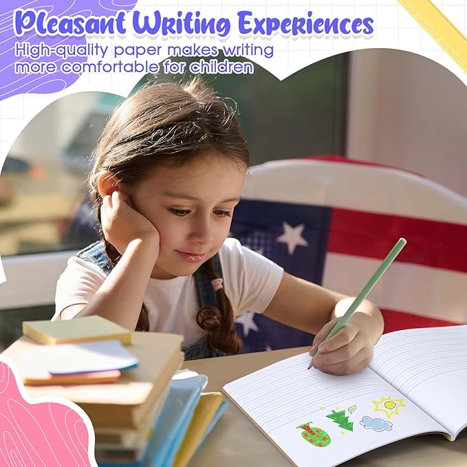 Henoyso 20 Pcs 120 Pages Primary Composition Notebooks K-2, Primary Journal Grades K-2, Writing Journal Practice Notebook for Kids in Preschool, Kindergarten, Back to School Supplies (Stylish)