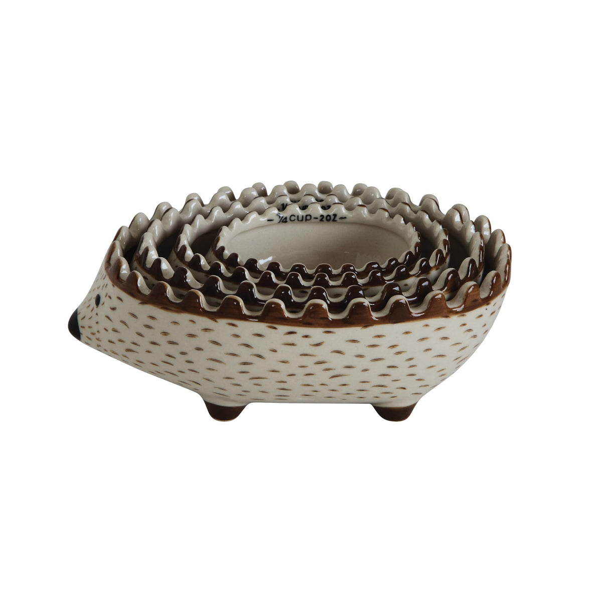 Creative Co-Op Hand Painted Stoneware Hedgehog Measuring Cups (Set of 4 Sizes)