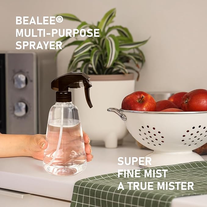 Spray Bottle 2 Pack, 16oz - Ultra Fine Mist, Plant Mister Hair Misting Empty Spray Bottles Indoor, Leak Proof Water Sprayer for Planting, Hair Care, Essential Oils, Cleaning Solutions (Clear)