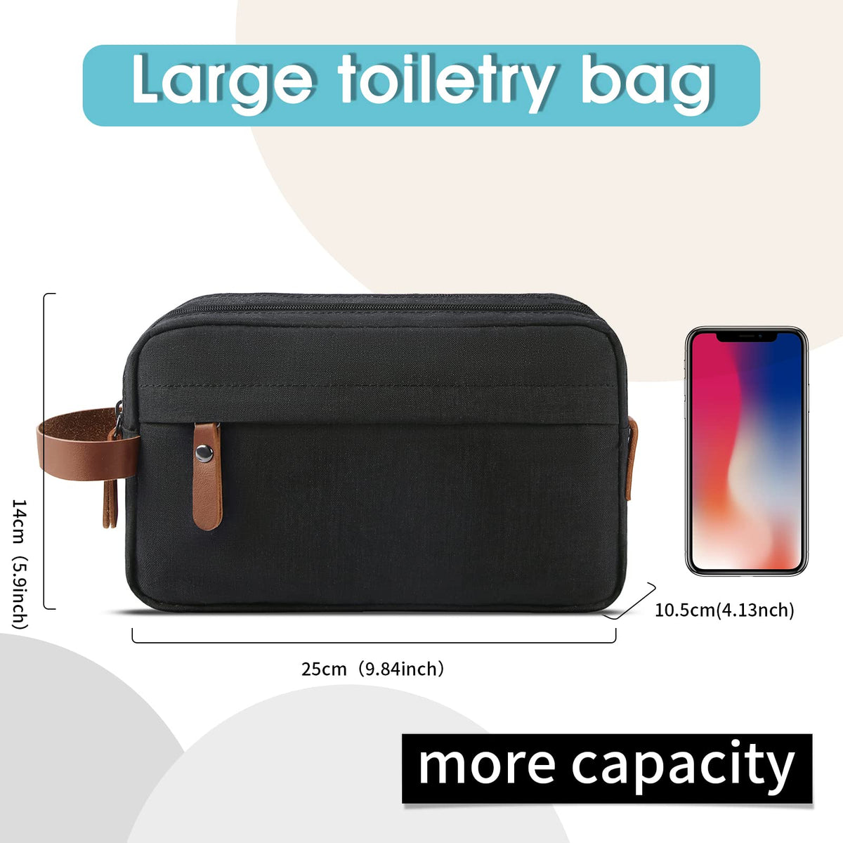 Lubardy Toiletry Bag Oxford Cloth Toiletry Bag for men and women Portable Travel Shaving Dopp Kit Water-Resistant Cosmetic Bag Travel Organizer Storage for Accessories, Black