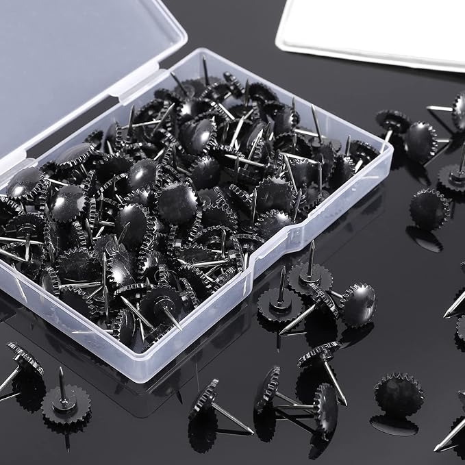 150PCS Black Push Pins, Standard Clear Thumb Tacks Steel Point and Transparent Plastic Head for Bulletin Board, Fabric Marking, Crafts and Office Organization