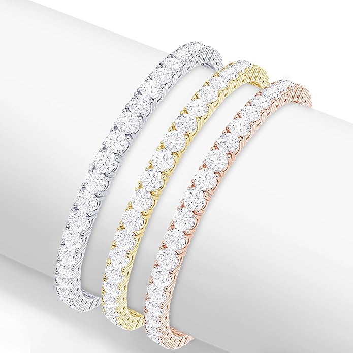 Houston Diamond District 3 to 50 Carat Classic LAB GROWN Diamond Tennis Bracelet 4 Prong Ultra Premium Collection (E-F Color, VS2-SI1 Clarity)