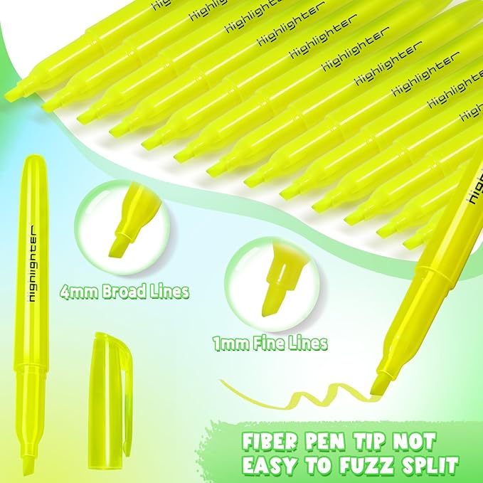 60 Pieces Highlighter Bulk Assorted Colors Highlighter Markers Chisel Tip Highlighter Pens for School Classroom Office (60)