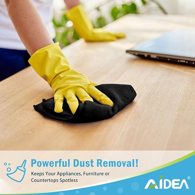 AIDEA Microfiber Cleaning Cloth Black 8PK, Microfiber Towels for Cars, Premium Car Cloths, Dusting Cloth Lint Free Cleaning Rags for SUVs, House, Kitchen, Window, Workshops,11.5×11.5"