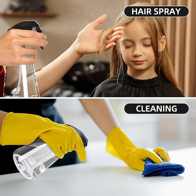 Spray Bottle 2 Pack, 16oz - Ultra Fine Mist, Plant Mister Hair Misting Empty Spray Bottles Indoor, Leak Proof Water Sprayer for Planting, Hair Care, Essential Oils, Cleaning Solutions (Clear)