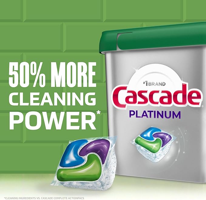 Cascade Platinum Dishwasher Pods, Dishwasher Detergent, Dish Detergent Soap, Fresh, 59 Count