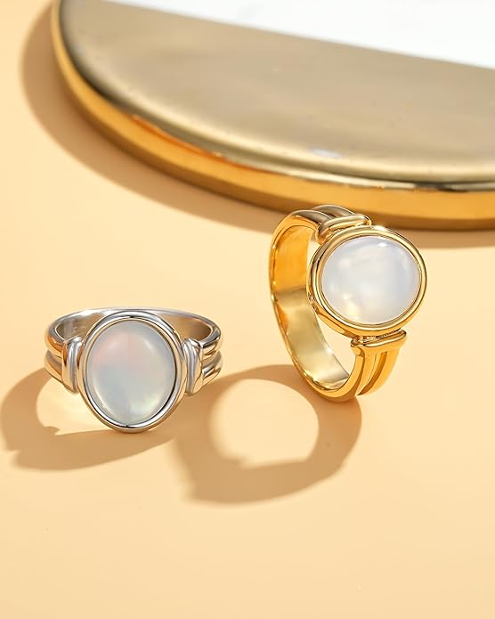 YeGieonr Gold Rings for Women Trendy Non Tarnish Chunky Gold Plated Ring, Waterproof Stainless Steel Gold Jewelry Gift