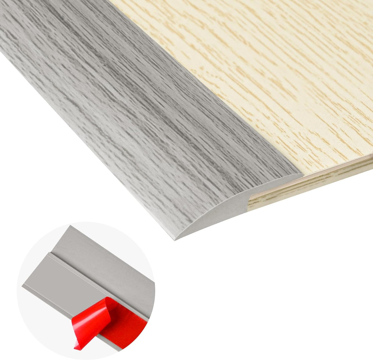 10Ft Carpet Floor Transition Strip, Self Adhesive Floor Edging Trim Strip, PVC Threshold Cover for Doorway, Floor Divider Strip Suitable for Threshold Height Less Than 5 mm - Gray Forest