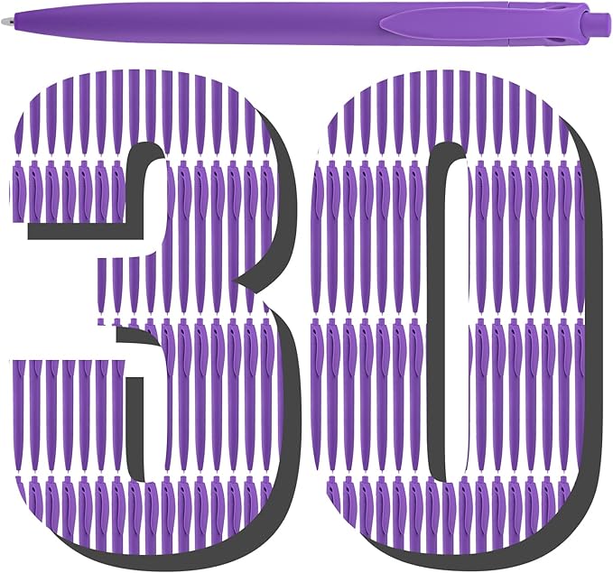 Aozora Pens Bulk 30 Pack Click Pens No Bleed Wholesale Retractable Ballpoint Pens Medium Point,Smooth Ink Pens for Journaling School Office Supplies 1.0MM (Purple Ink)