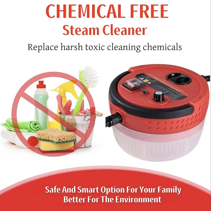 Handheld Steam Cleaner 2500W Powerful Steamer for Cleaning Home Upholstery Car and More, 15s Heat-Up, Portable Steam Cleaner for Deep & Multi-Surface Cleaning (Red)