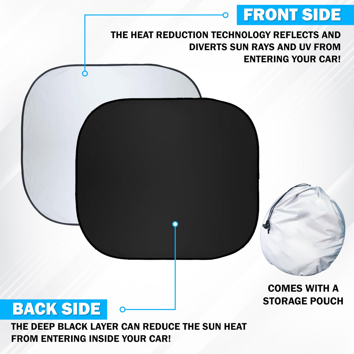 Autovir Car Windshield Sun Shade Foldable | Front Windshield Shade for Sun, Heat and UV Rays | Sunshade for Car Front Window and Interior Sun Protection | Medium (28 x 31 inches)
