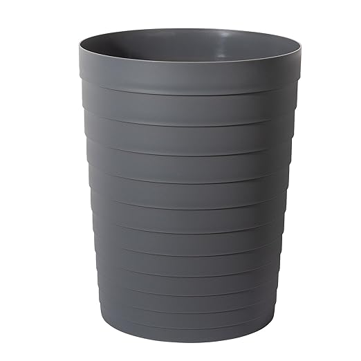 UUJOLY Small Bathroom Trash Can Wastebasket, Plastic Garbage Bin Container Basket for Bathrooms, Laundry Room, Kitchens, Offices, Kids Rooms, Dorms, Dark Grey, 1.8 Gallon