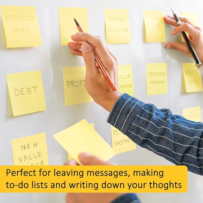 48 Pack 2400 Sheets Sticky Notes 3x3 Inches Bulk Colored Posted Notes Yellow Notes Stickies Note Pads for Office, School, and Home Supplies, 50 Sheets/pad