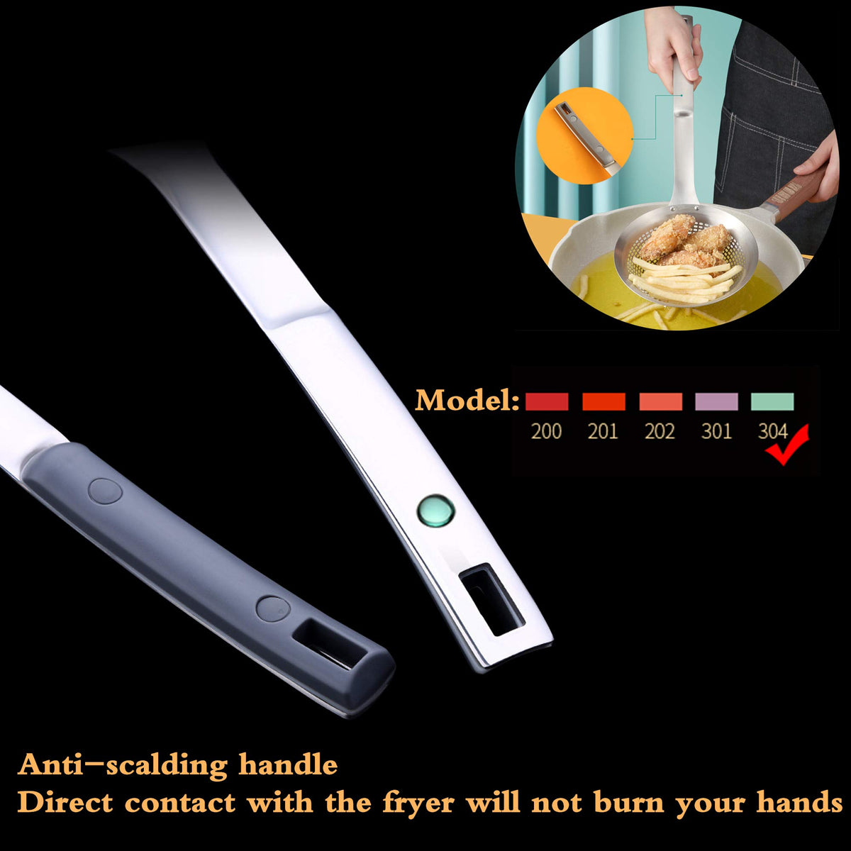 Skimmer Ladle Spoon 304 Stainless Steel Skimmer 14.5 ln for Cooking Frying Skimming Colander/Strainer Stainless Steel Kitchen Tools