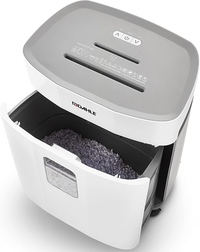 Dahle PaperSAFE PS 260 Paper Shredder, Oil Free, Jam Protection, Security Level P-4, 12 Sheet Max, Shreds CDs, Staples, Paper Clips & Credit Cards