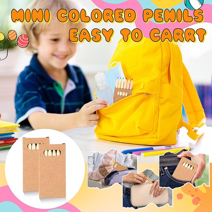 Faccito 10 Packs Mini Drawing Colored Pencils for Kids 3.5 Inch Portable Short Fat 6 Different color Pre Sharpened Pencils in Bulk for Children Painting Classroom School Supplies