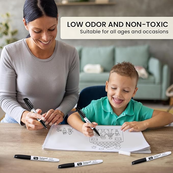 Permanent Markers Ultra Fine Tip, 96 Pack Black Quick-Drying and Fade-Resistant Permanent Markers Bulk Set for Writing and Drawing on Wood, Plastic, Metal, Glass, Ideal for Office School Supplies