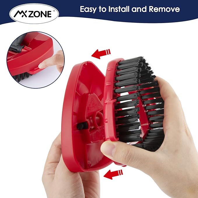 Scrubber and Mop Base Compatible with O Cedar RinseClean 2 Tank System, Spin Mop Scrub Brush Head Replacement, Hard Bristle Cleaning Brush, 1 Mop Base and 1 Scrub Brush, Not Fit EasyWring 1 Tank
