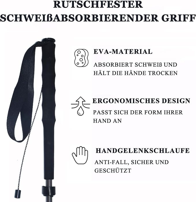 Ultralight Carbon Fibre Trekking Poles - 5-Section Adjustable Hiking Sticks with Anti-Shock Tips, Ergonomic Grips & Storage Bag - Perfect for Hiking, Walking & Backpacking (Set of 2)