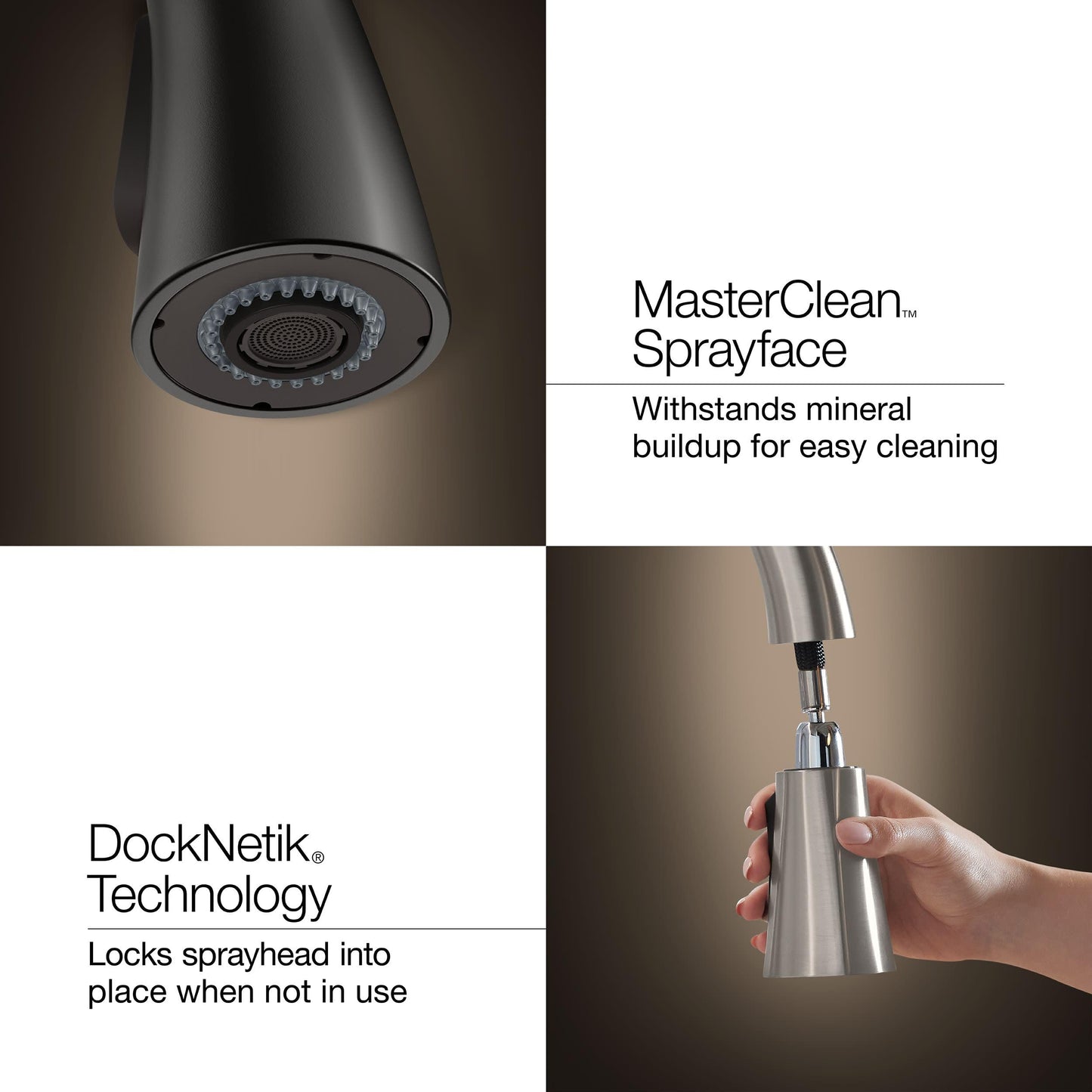 Kohler 23764-BL Tone Pull Down Kitchen Faucet, Kitchen Sink Faucets with Pull Down Sprayer, Matte Black