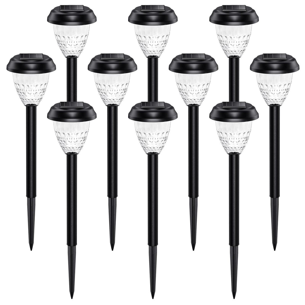 URAGO Super Bright Solar Lights Outdoor Waterproof 10 Pack, Dusk to Dawn Up to 12 Hrs Solar Powered Pathway Garden Lights Auto On/Off, LED Landscape Lighting Decorative for Walkway Patio Yard