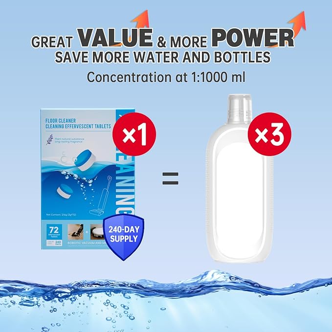 YGY Floor Cleaning Tablets,Compitable with Tineco Cleaning Solution|Clean Machine and Floor 2 in1-Getting Rid of Machine Odors|Cleaning Tablets are Easy and Safe to Use，72 pack
